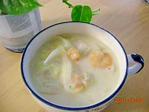 白菜とエビのミルクスープ レシピ 作り方 By 梨菜 楽天レシピ
