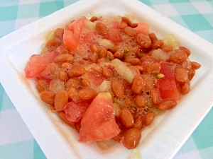 生野菜で！トマトと玉ねぎの納豆★