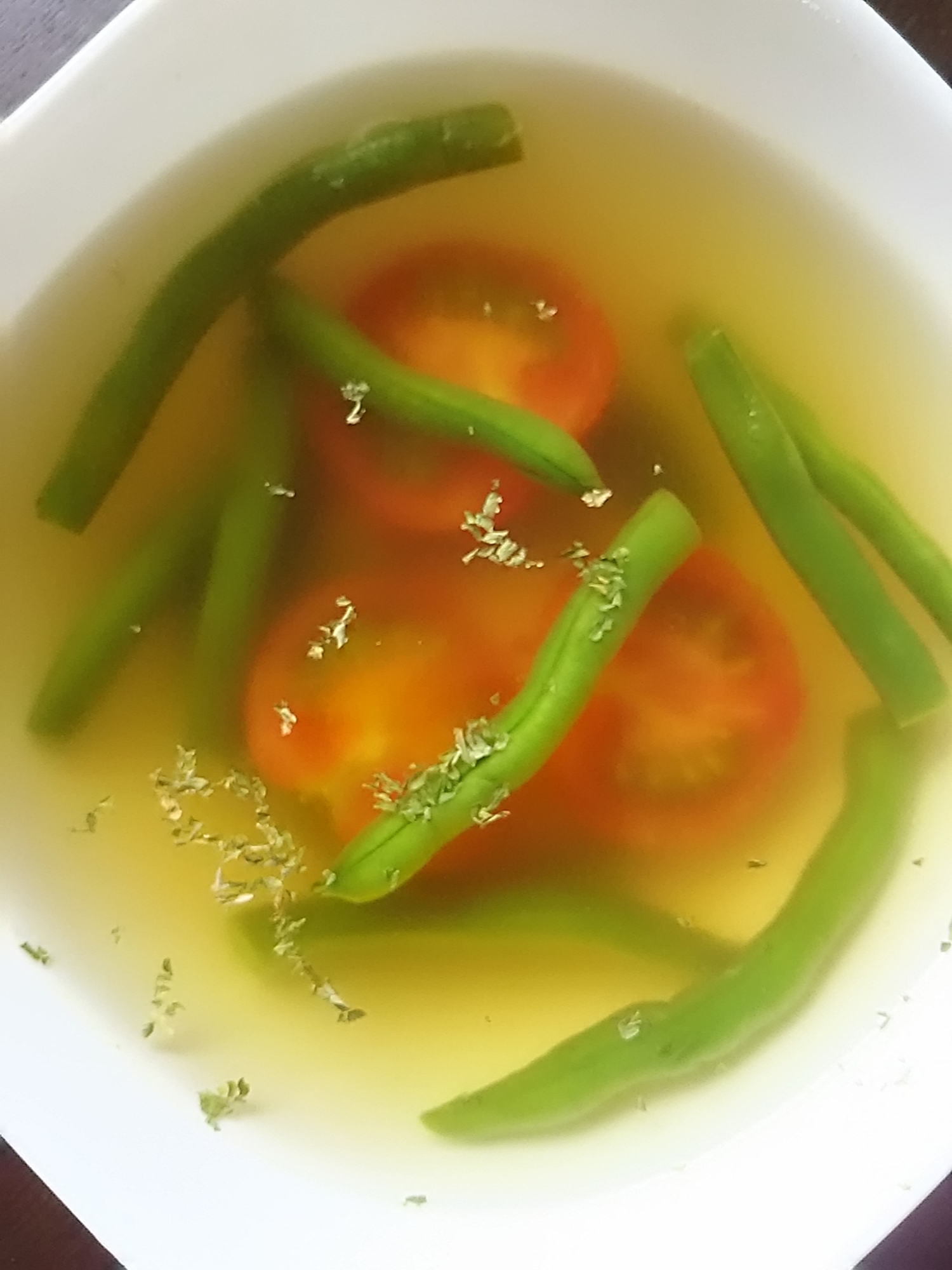 いんげんとトマトのスープ(^^)