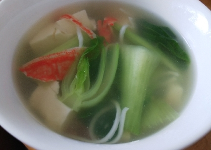 青梗菜とカニかまのスープ