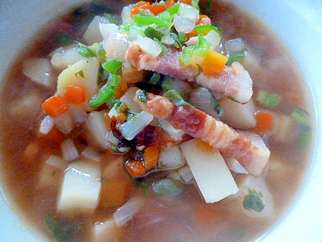 野菜味噌スープの雑炊