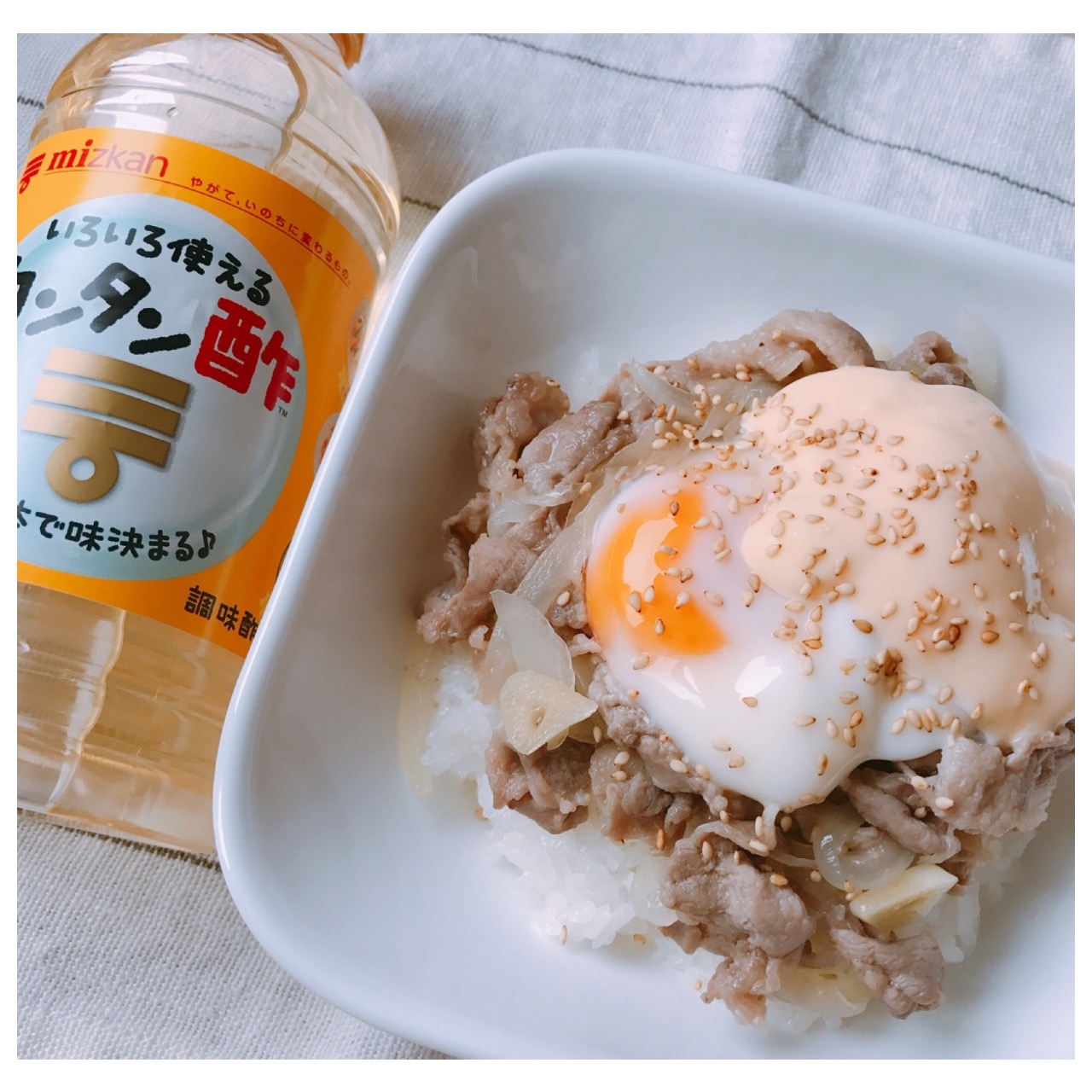 味付け1本！カンタン酢de簡単♡豚肉の照りマヨ丼♪