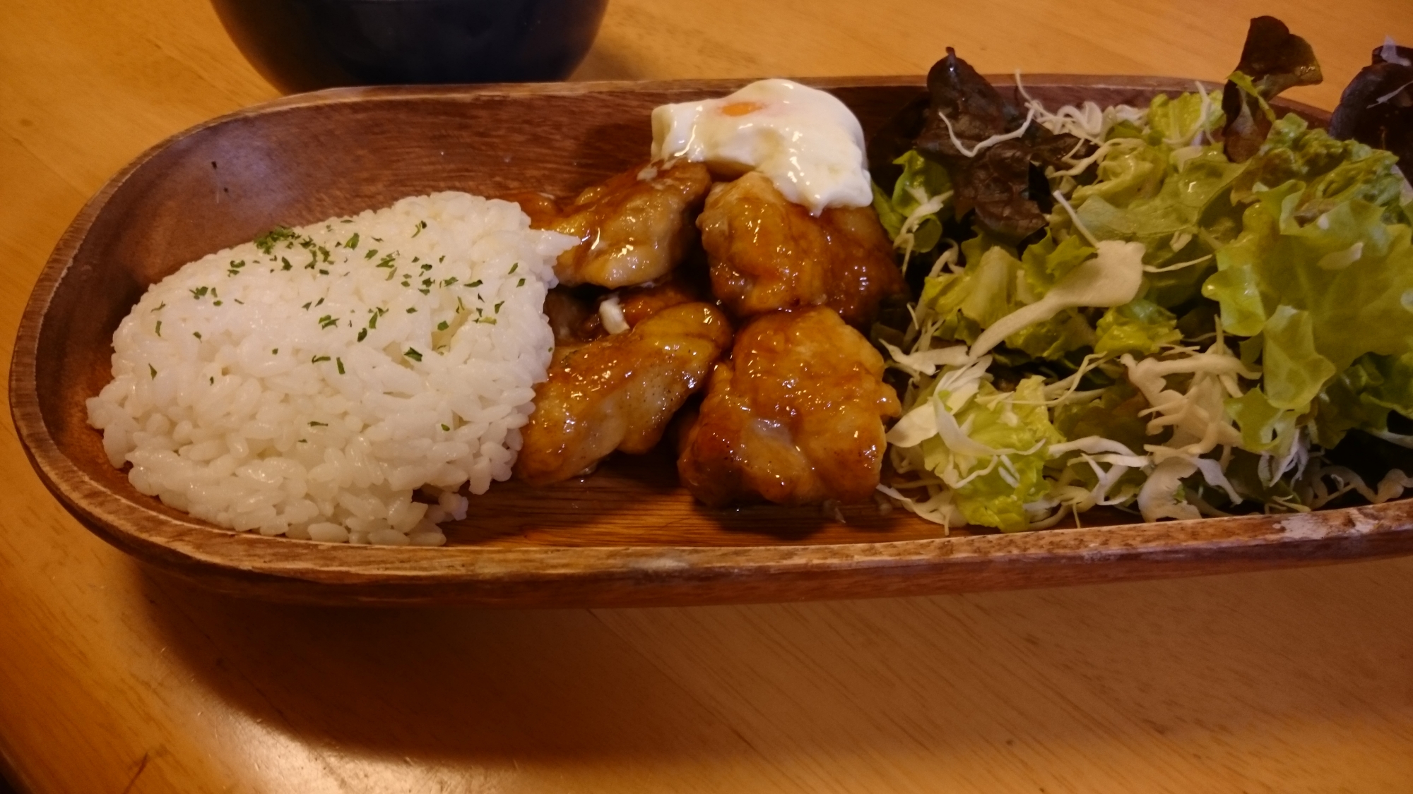 うまい！てりてりチキンの温玉のっけ