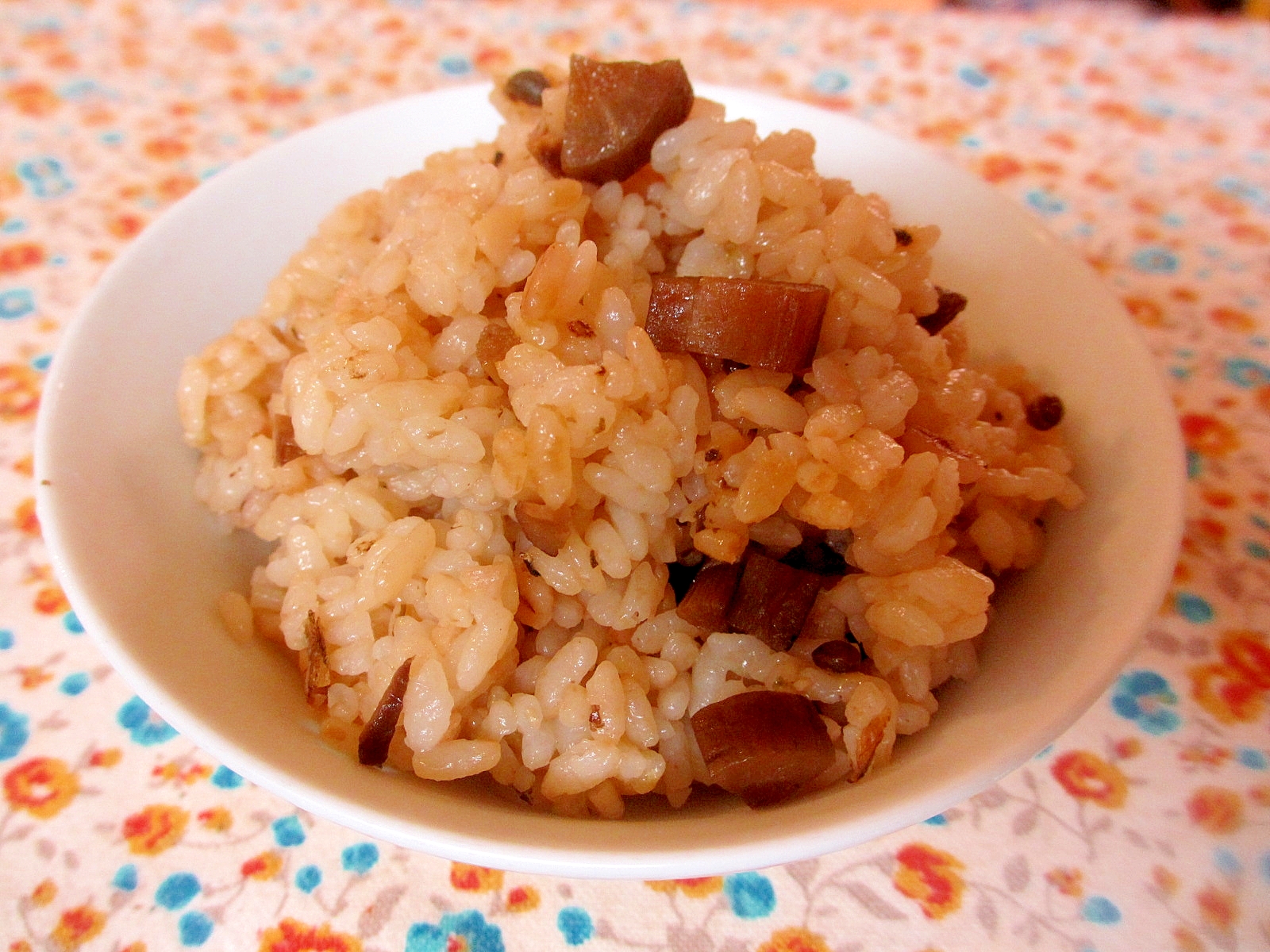 ゴボウと椎茸の山椒煮混ぜご飯