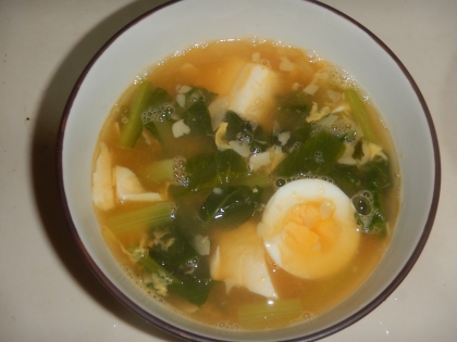 豆腐と小松菜と卵のスープ