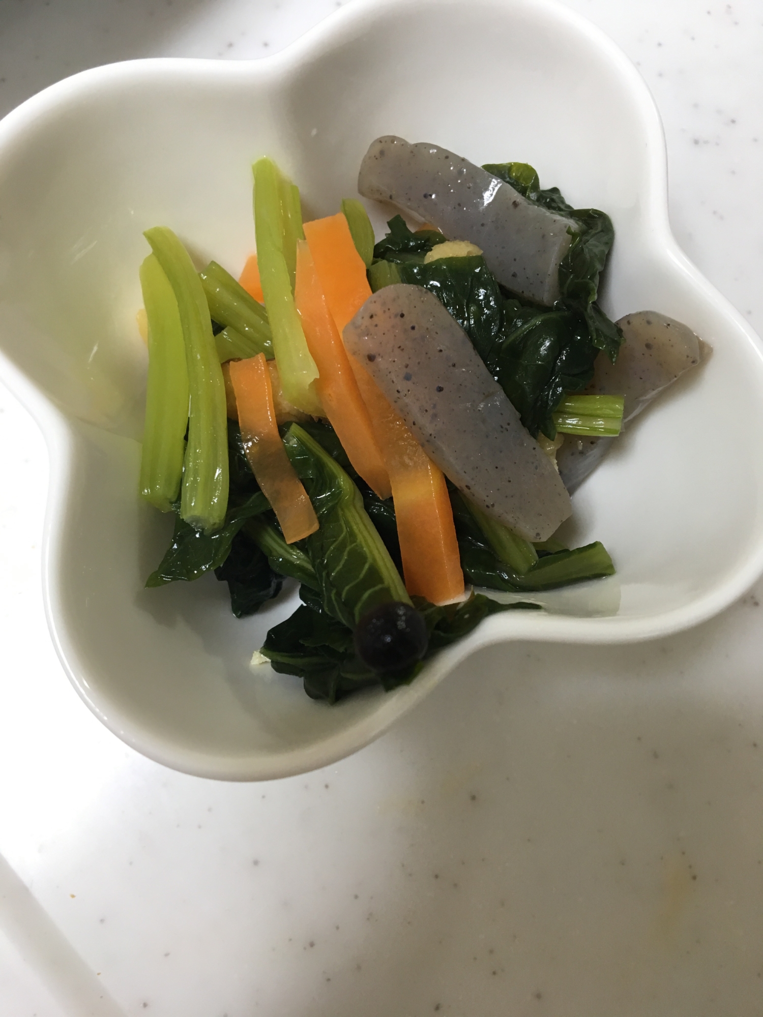 小松菜とこんにゃくと油揚げのごま油炒め煮(^^)