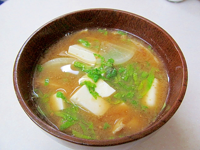 ラディッシュの葉のみそ汁