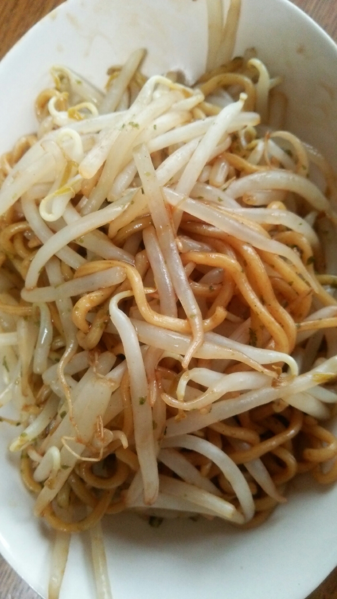 レンジでもやし焼きそば