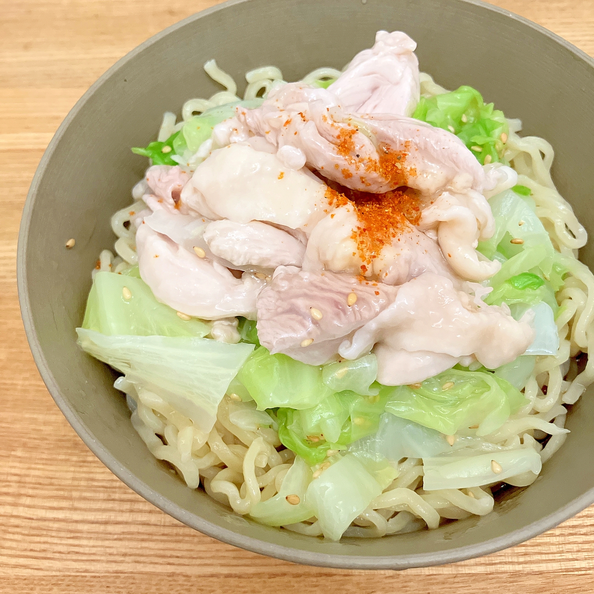 つるるん♪水晶鶏とキャベツの冷やし中華