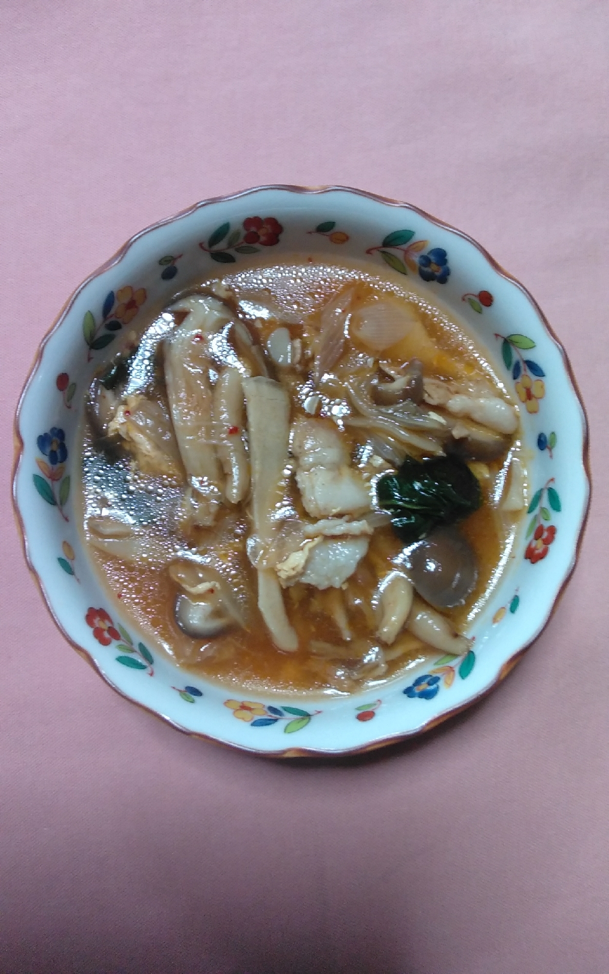 ３種の茸のキムチスープ