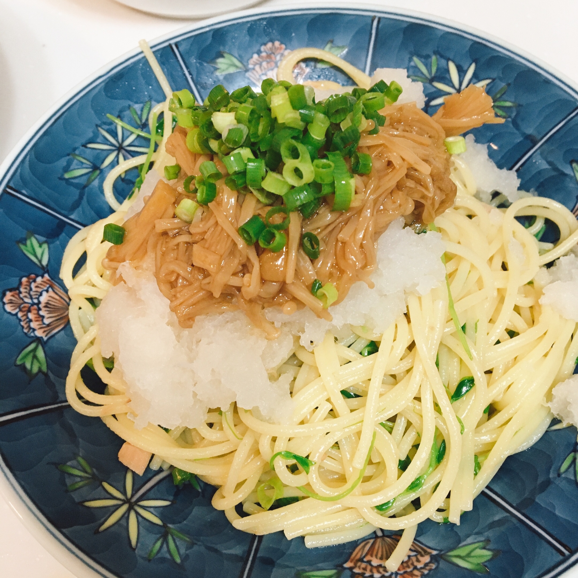 おろしツナで簡単！なめ茸パスタ