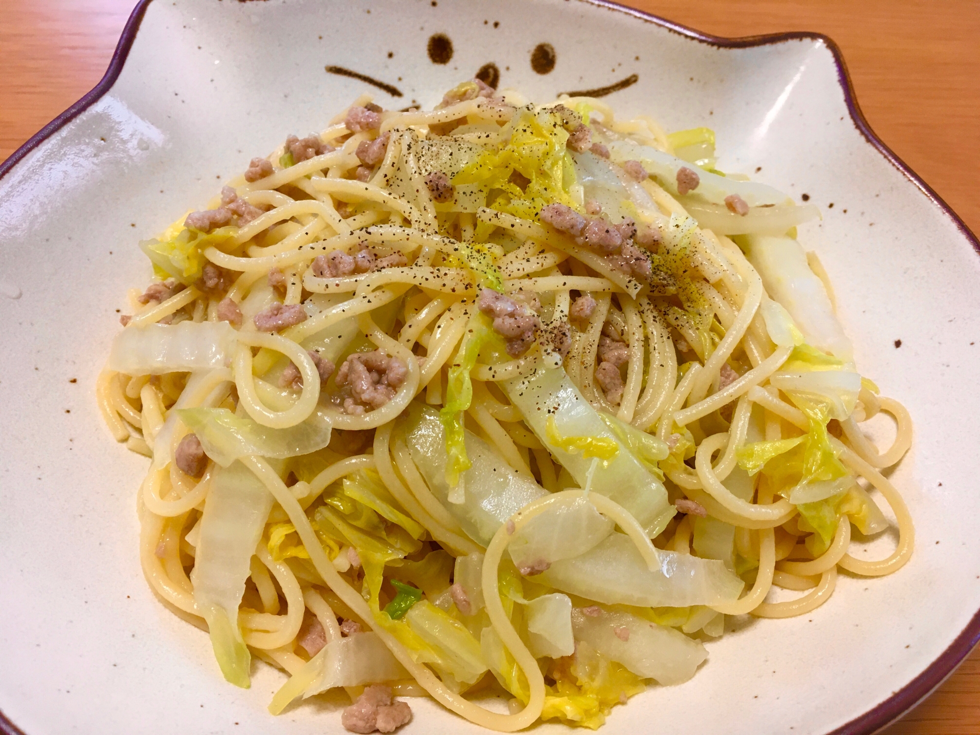 ひき肉と白菜の優しい和風スパゲティ