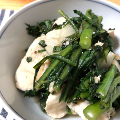 メインは春菊！鶏と春菊とソテー