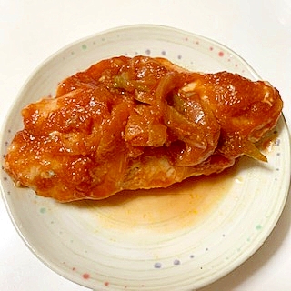 酢玉ねぎでサッパリ　☆　鶏むね肉のトマト煮