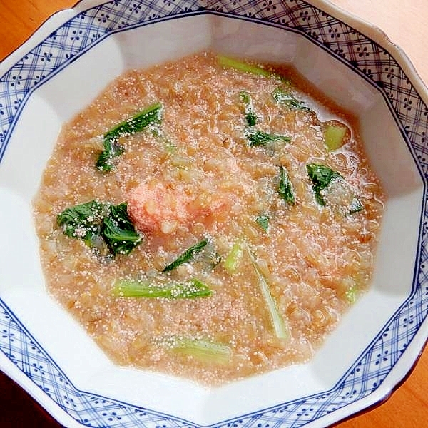 まな板なし５分！？明太子と小松菜の雑炊（粥）♪