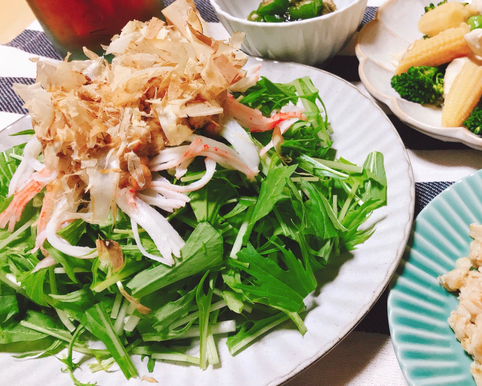 高タンパク！納豆とカニカマの水菜サラダ