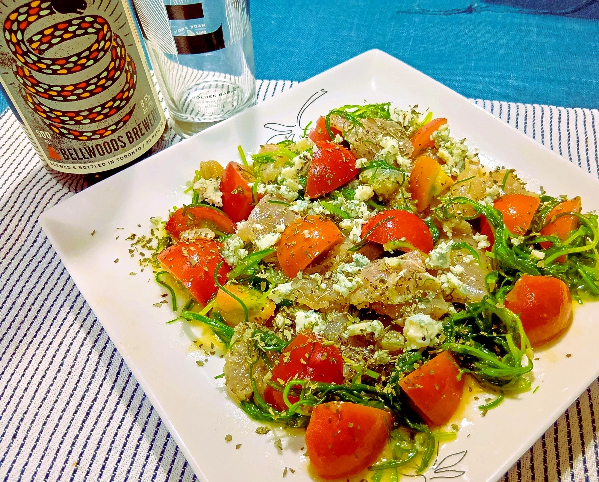 ブルーチーズ香る　おかひじき＆まぐろのカルパッチョ