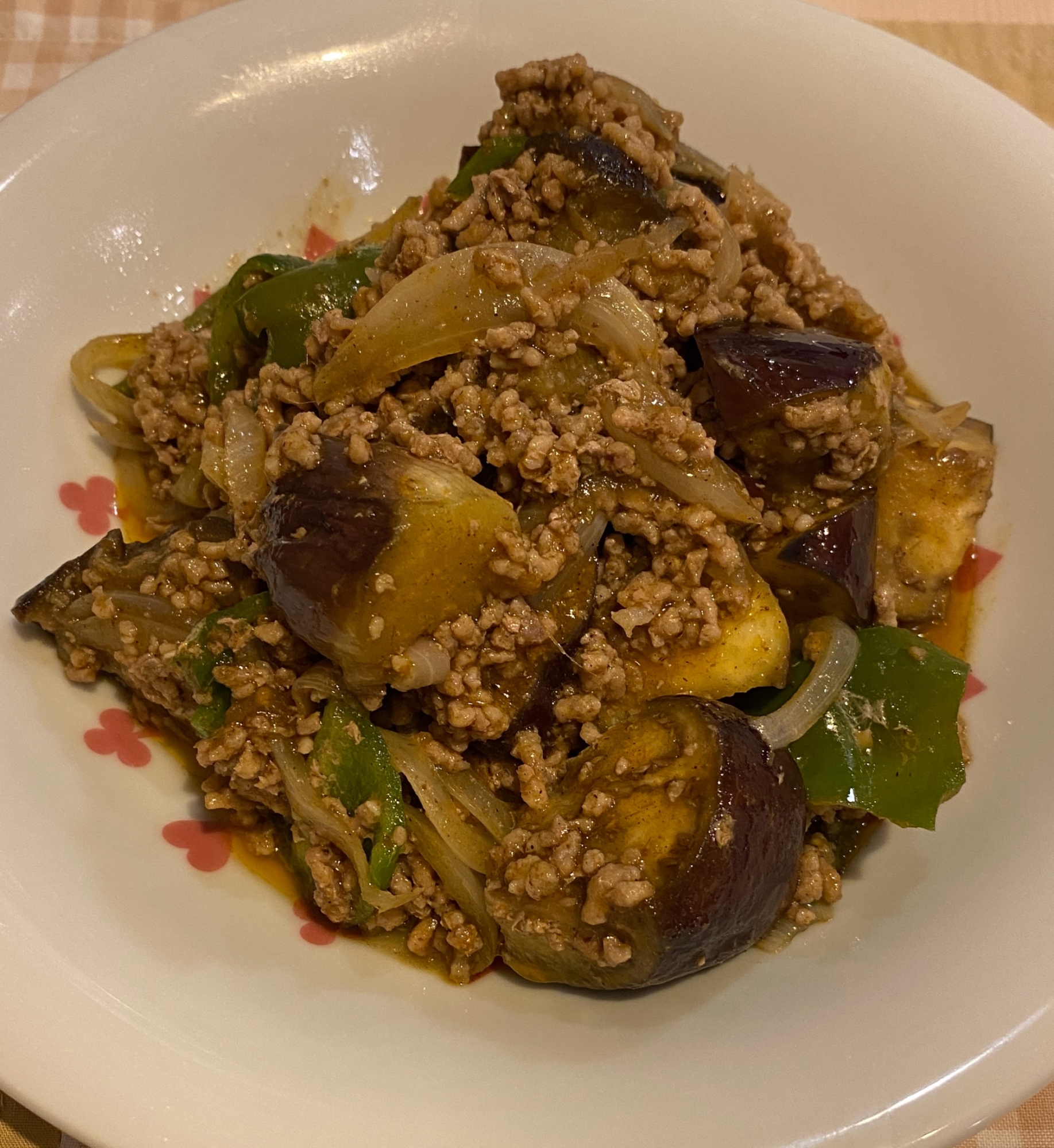 夏野菜で☆豚ミンチのカレーあん炒め