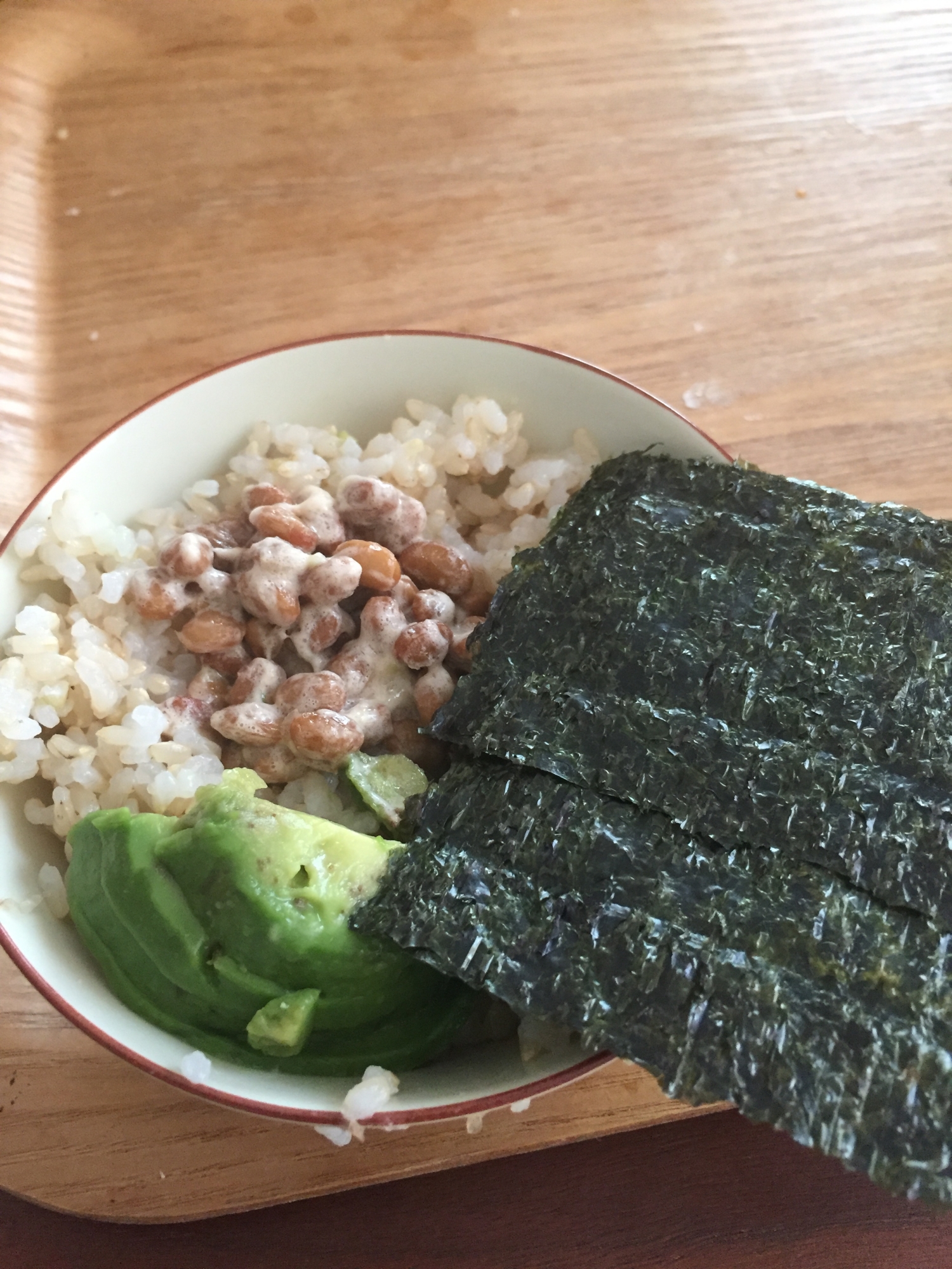 だし醤油の味付けご飯とアボガド納豆！