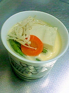 いんげんと高野豆腐の茶碗蒸し