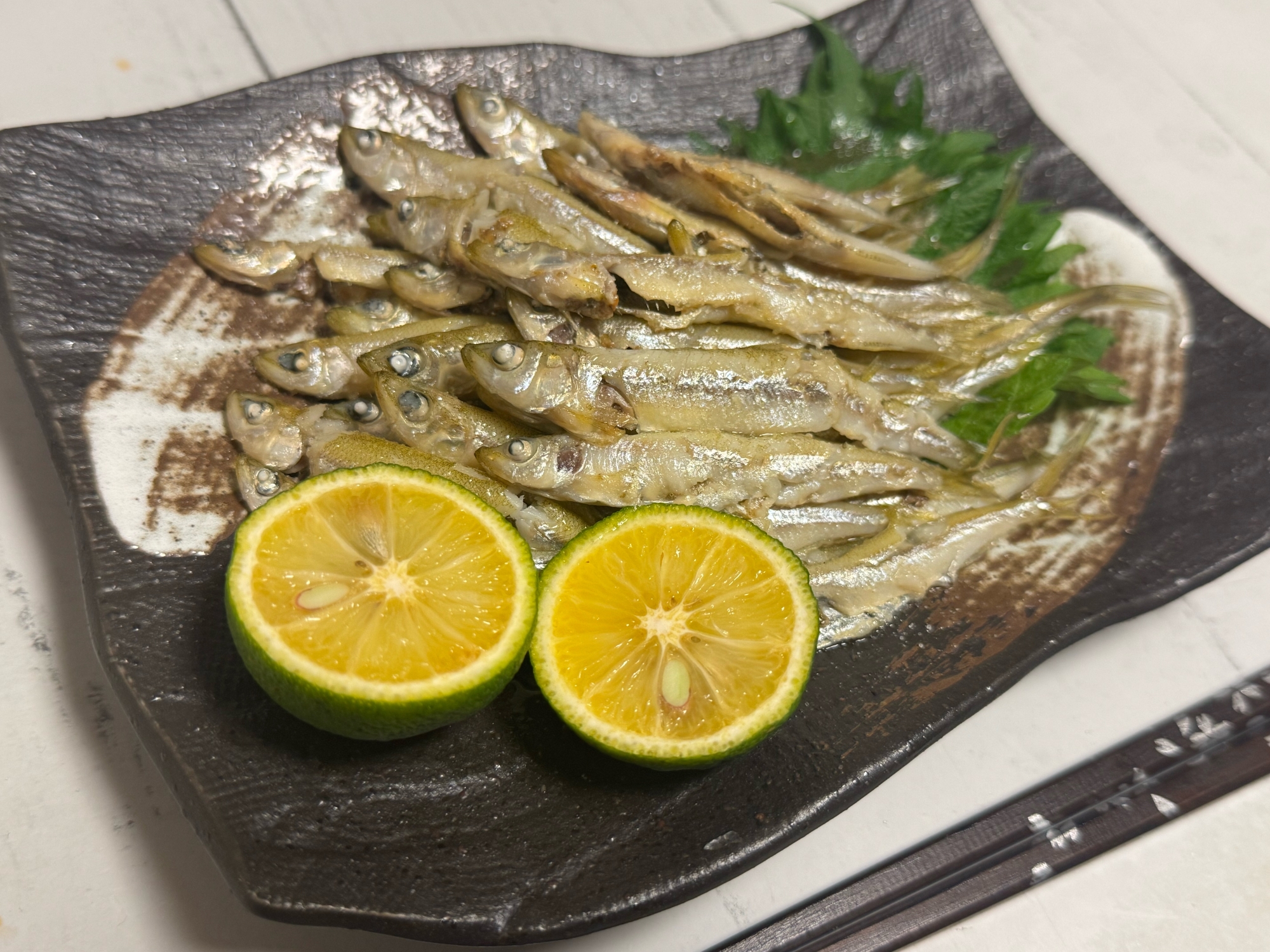 フライパンで超簡単.ᐟ.ᐟワカサギの素焼き