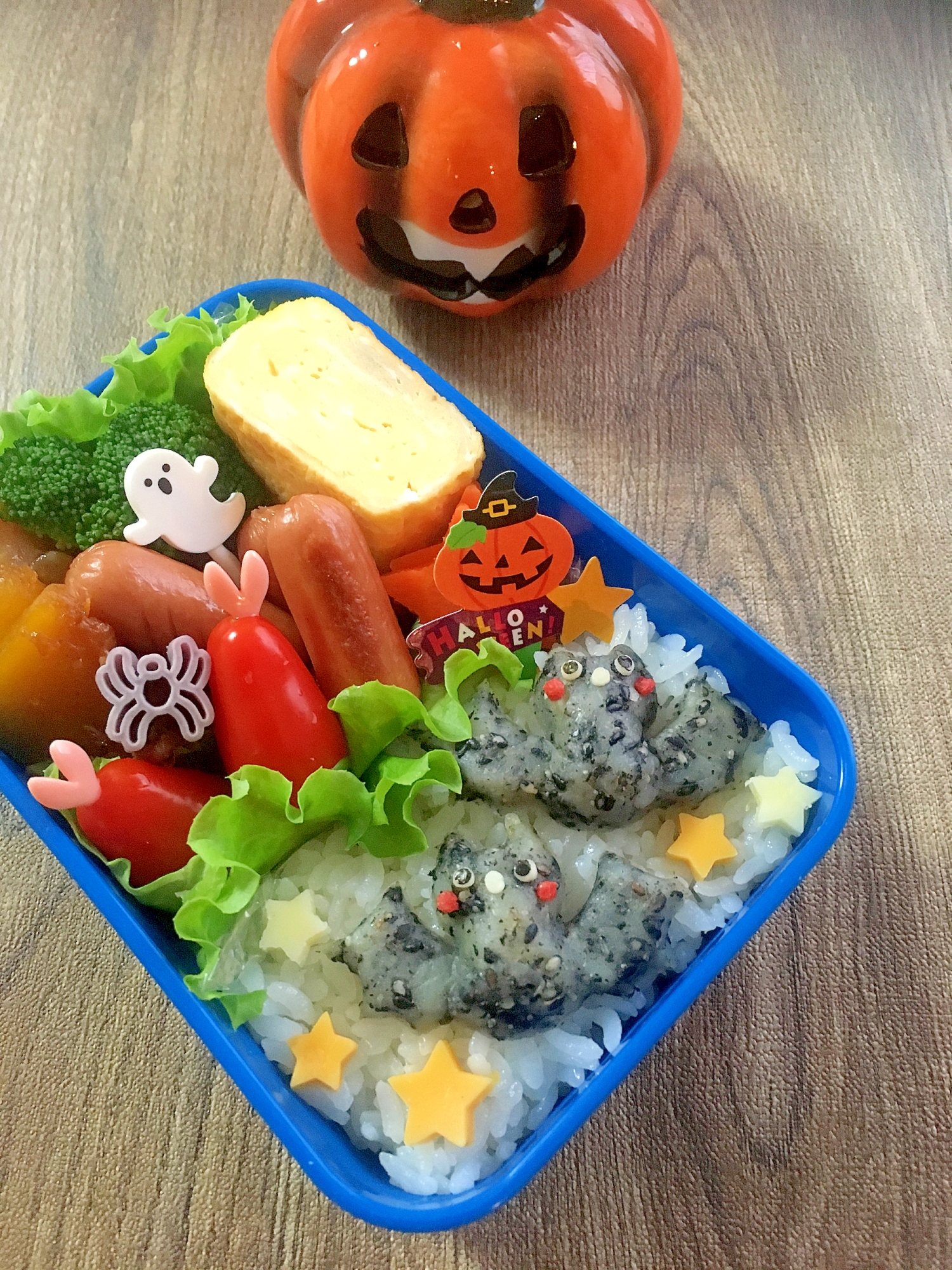 簡単キャラ弁☆ハロウィン コウモリのお弁当♪