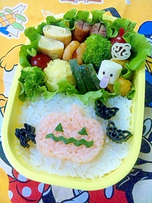 簡単キャラ弁☆ハロウィン　ジャッコーランタン弁当♪