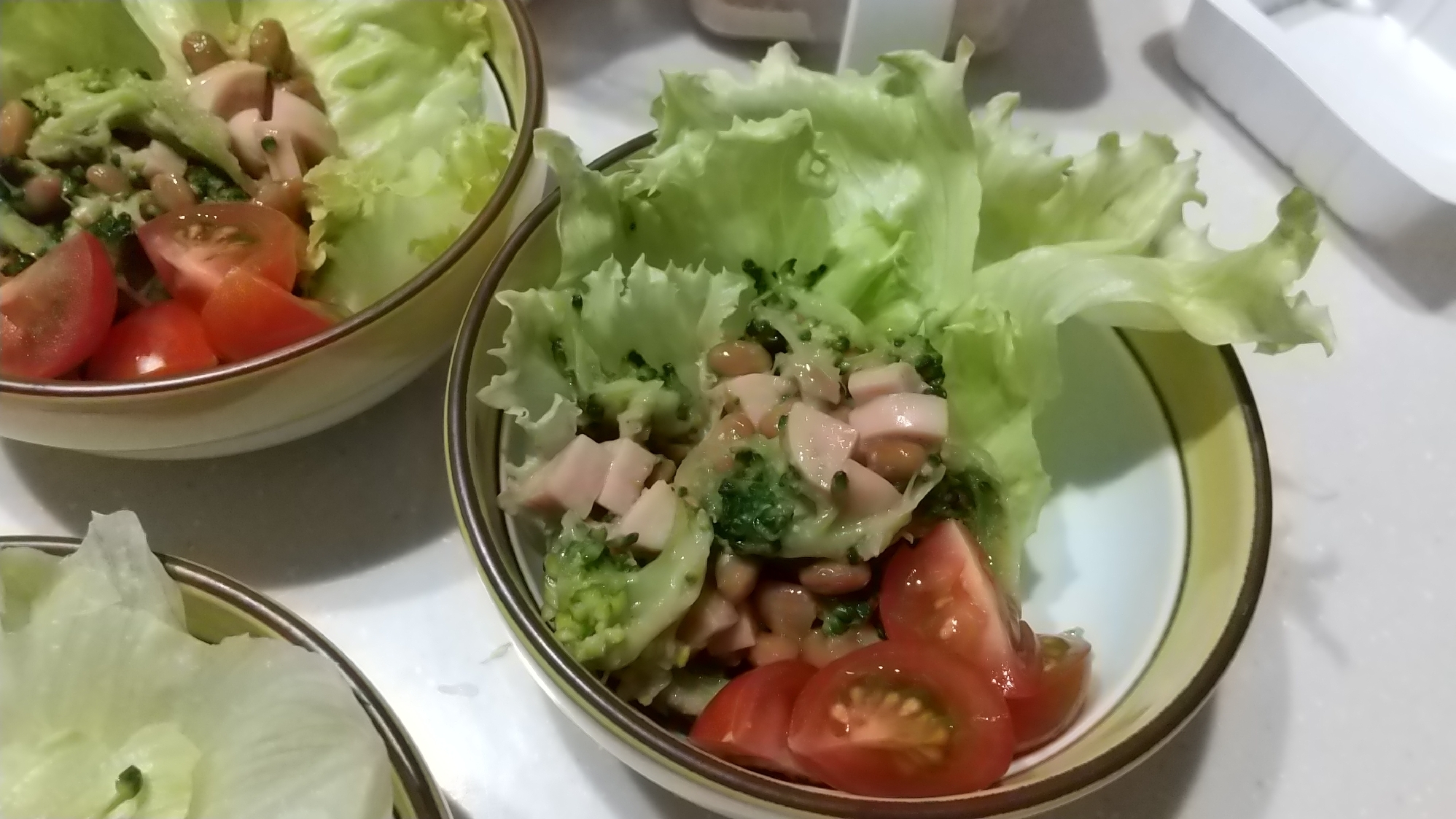 簡単に副菜❗️ブロッコリーと魚肉ソーセージ納豆和え