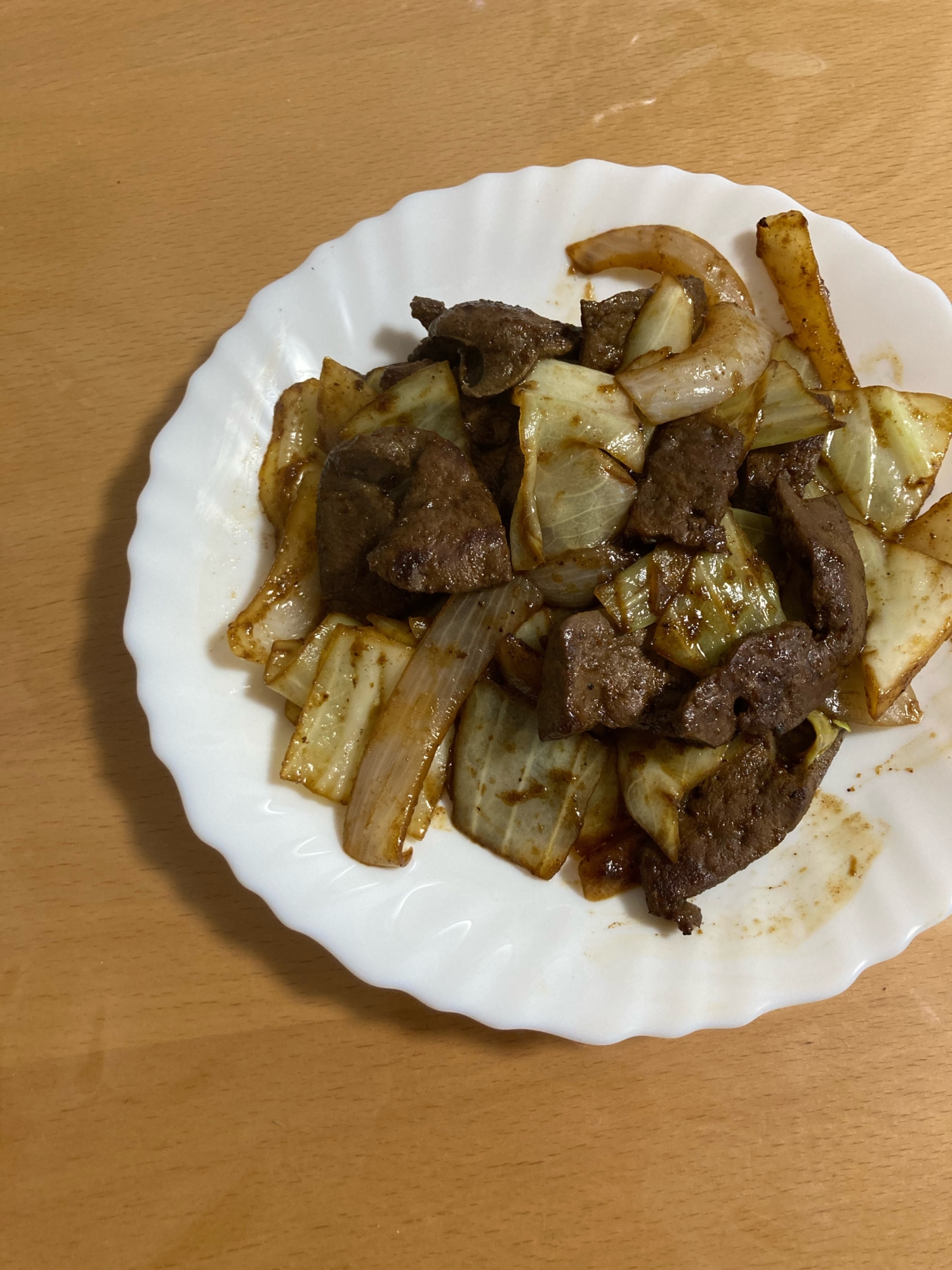 焼肉のタレで簡単に♪牛レバーの野菜炒め