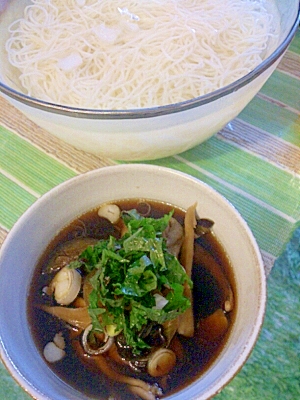 簡単！具沢山、茄子・豚肉・舞茸麺つゆＤＥ素麺