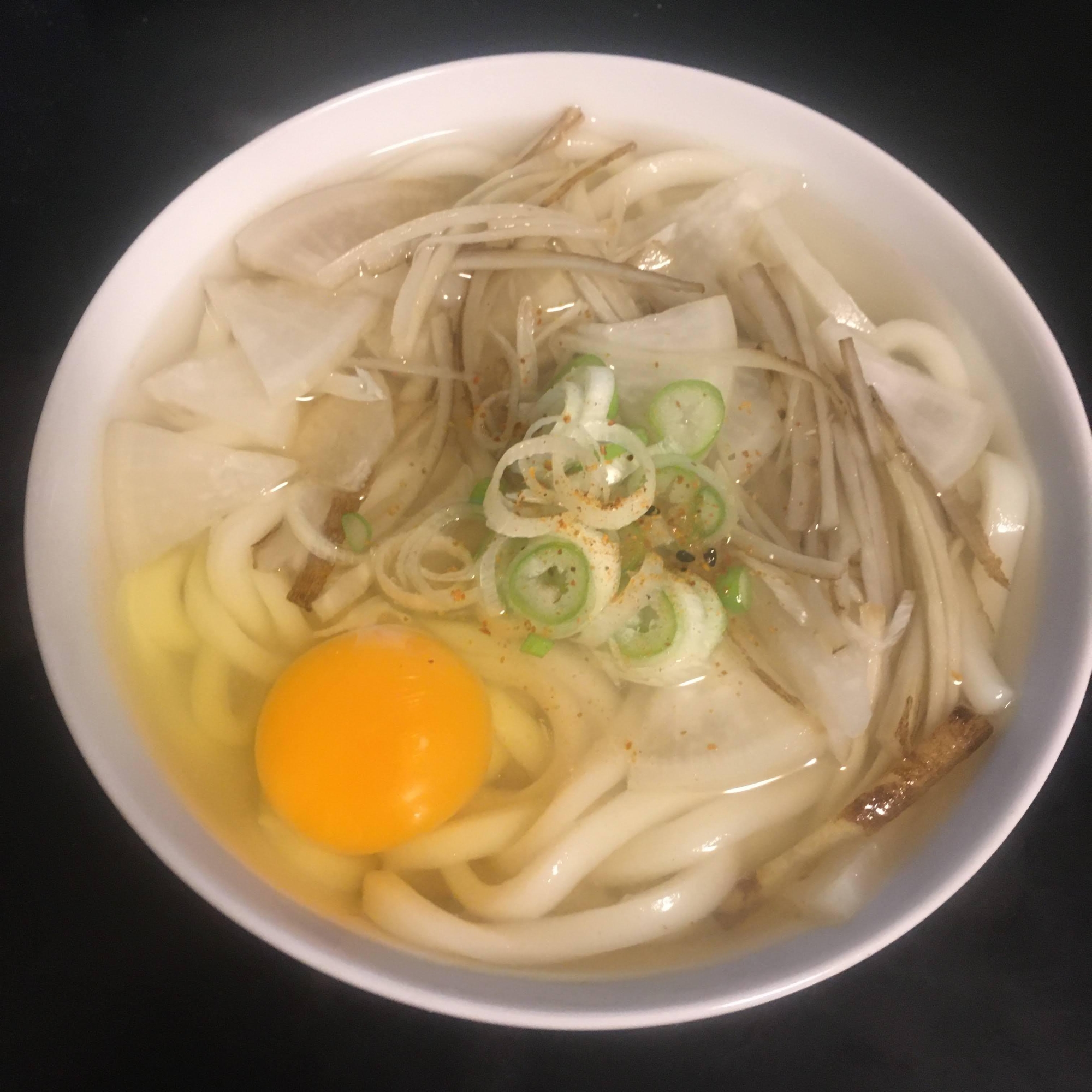 大根、ごぼうの月見うどん