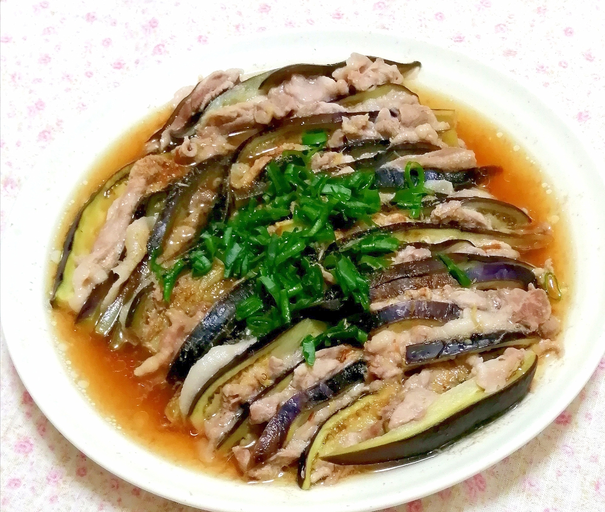 レンジで！なすと豚肉の重ね蒸し☆調味はめんつゆ
