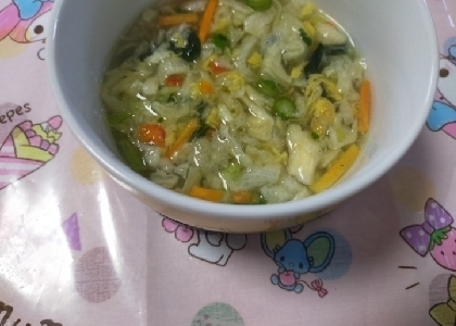 こってぃさん･ω･*)ﾉнёιιο!野菜たっぷりで卵スープ美味しかったです(ﾐ･｡･ﾐ)Kitty手軽でいいですねﾐ・◦・ﾐ