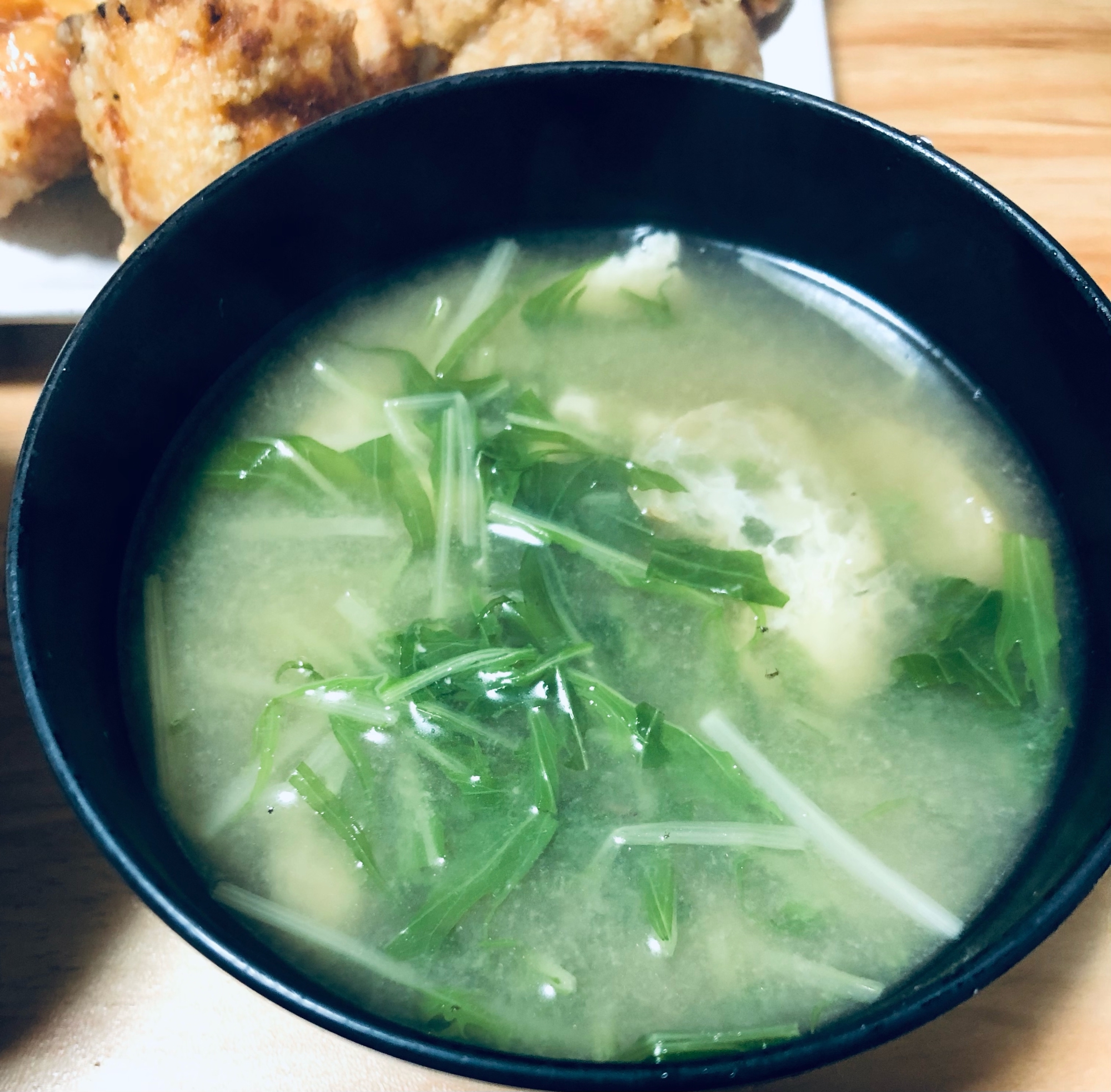 水菜と油揚げの味噌汁