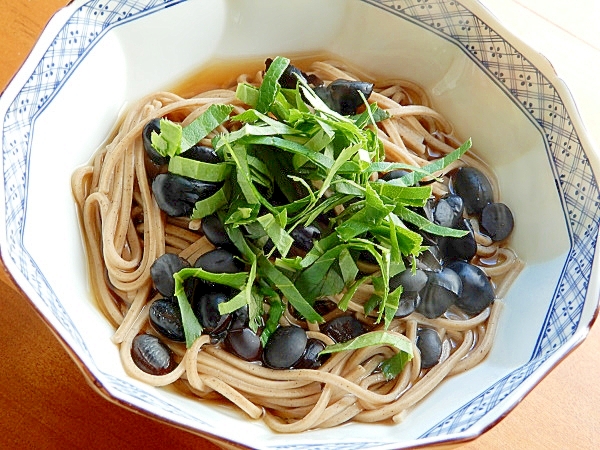 黒豆茶ガラで❤黒豆そば♪（手作りオリゴ糖そばつゆ）