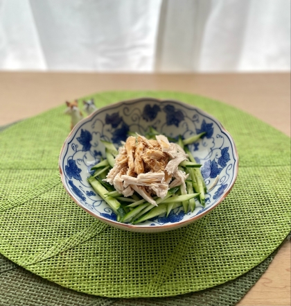 鶏むね肉で中華チキンサラダ♪棒棒鶏風✧˖°