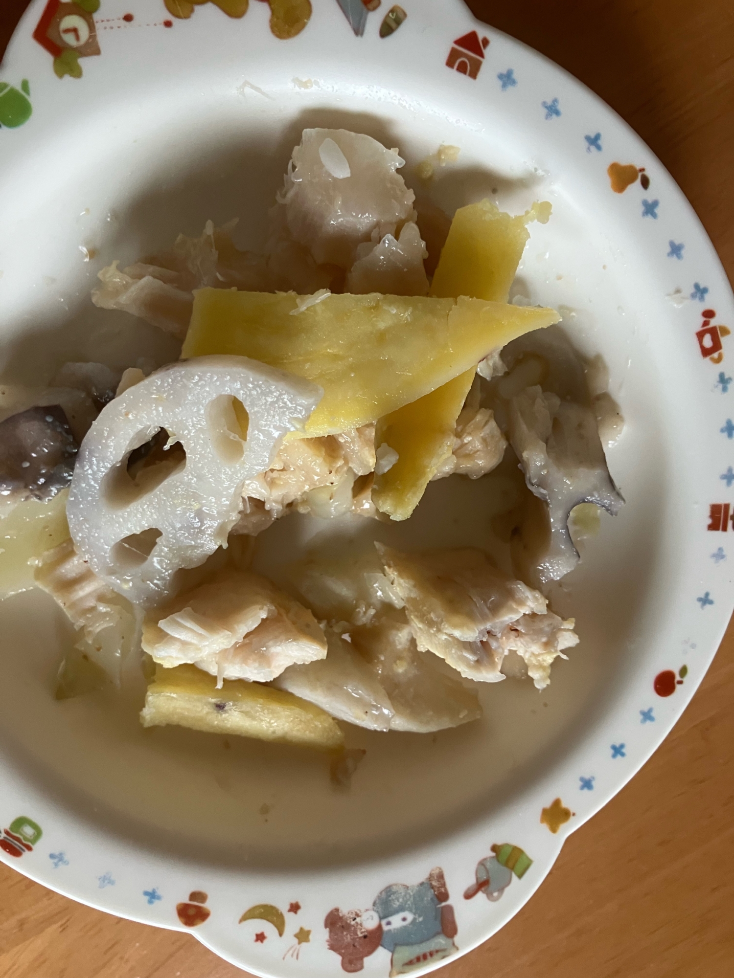 さつまいもとレンコンとメカジキ炒め