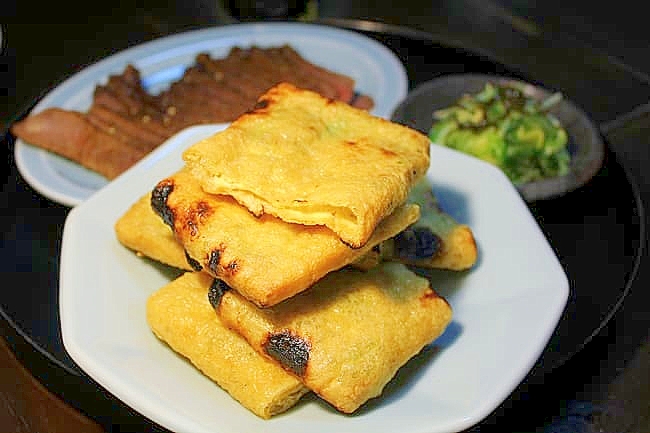 春にら納豆の袋焼き