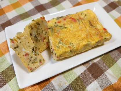 味付け不要♡食感がいい♡めかぶとカニカマの玉子焼き
