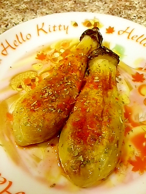 焼き茄子のバジル風味