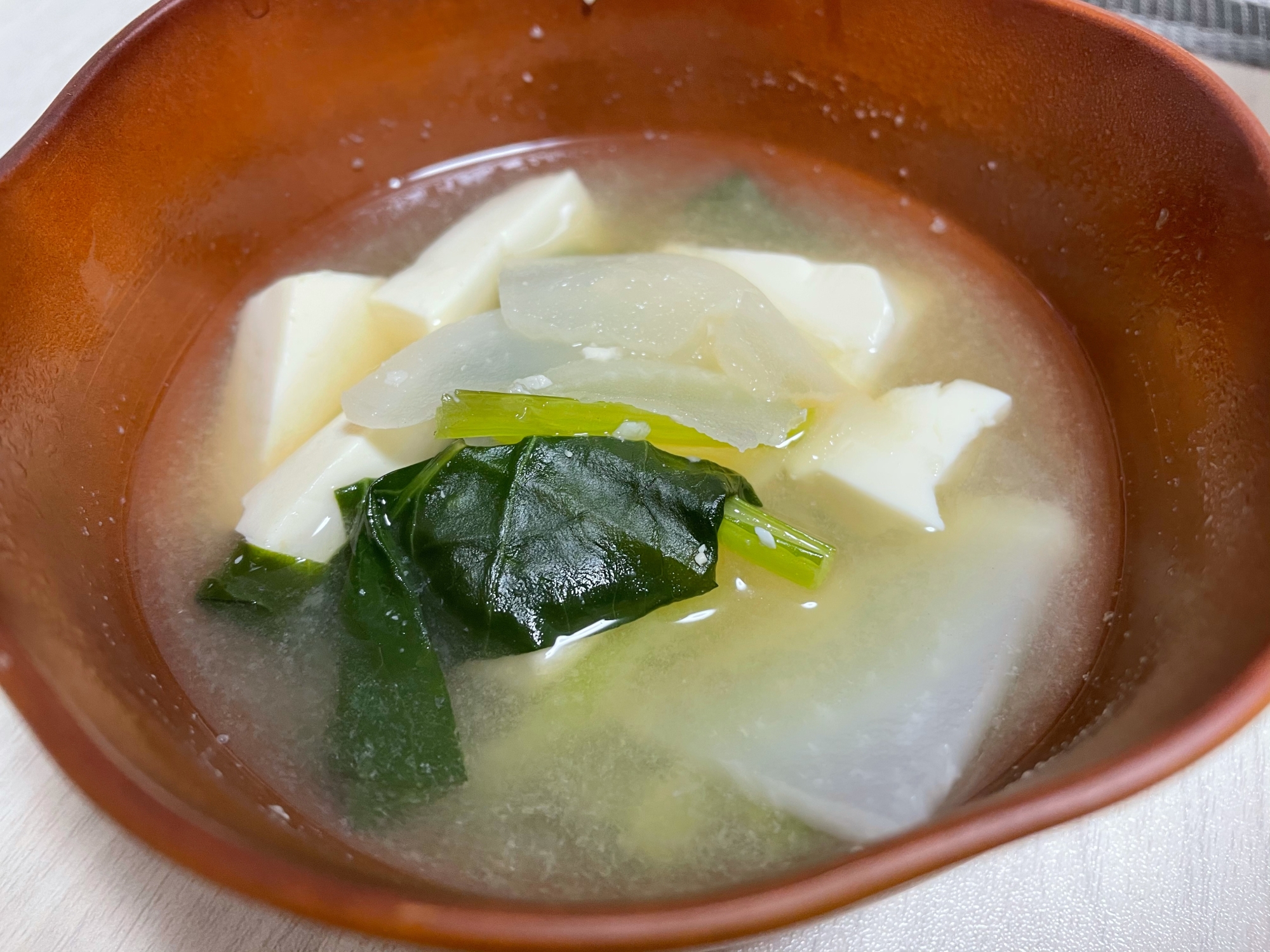 小松菜とカブの味噌汁