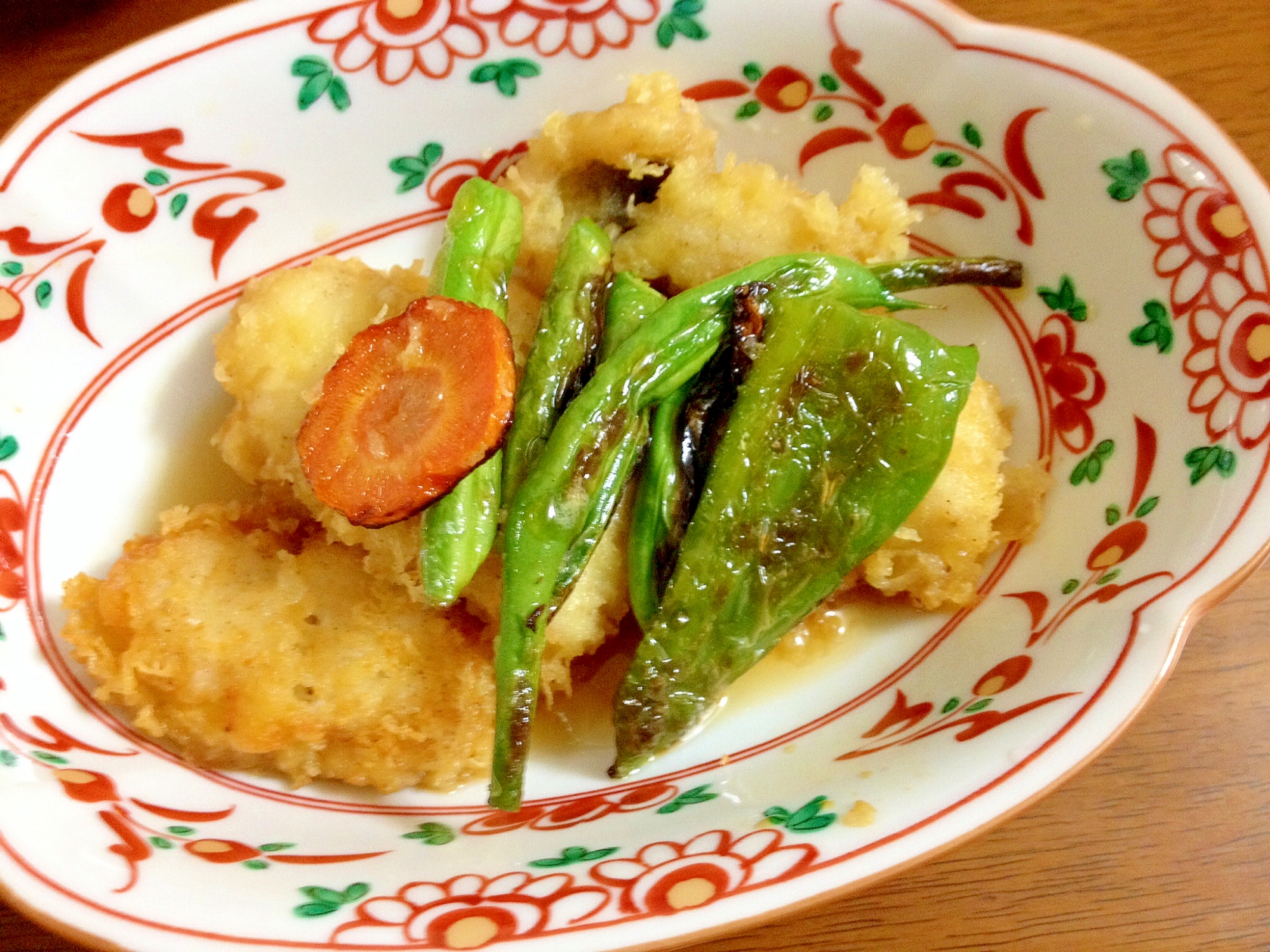 鱧と三度豆の麺つゆがけ