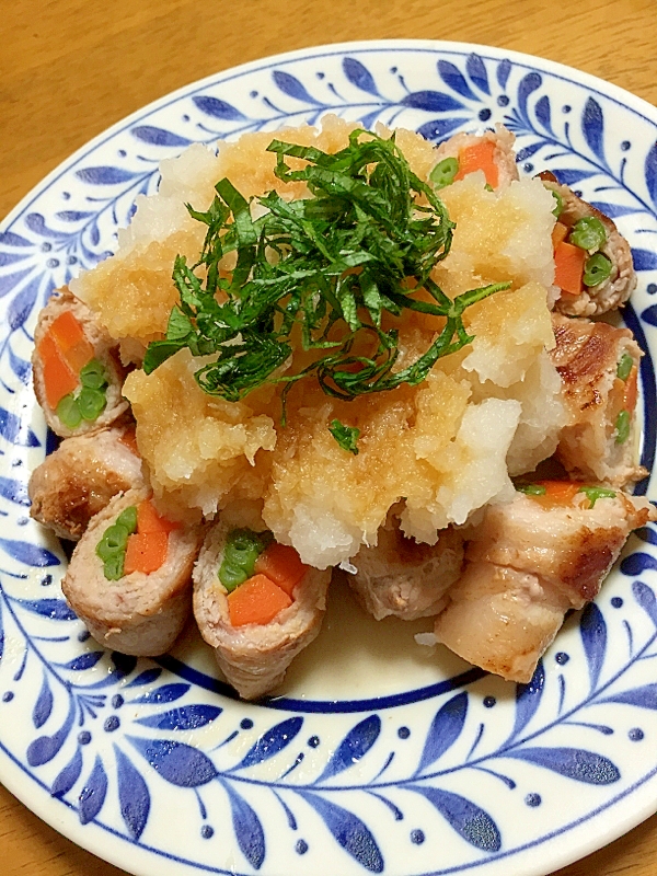 おろしでさっぱり 野菜の肉巻きおろしポン酢のせ レシピ 作り方 By ぽよっちぷーちゃん 楽天レシピ