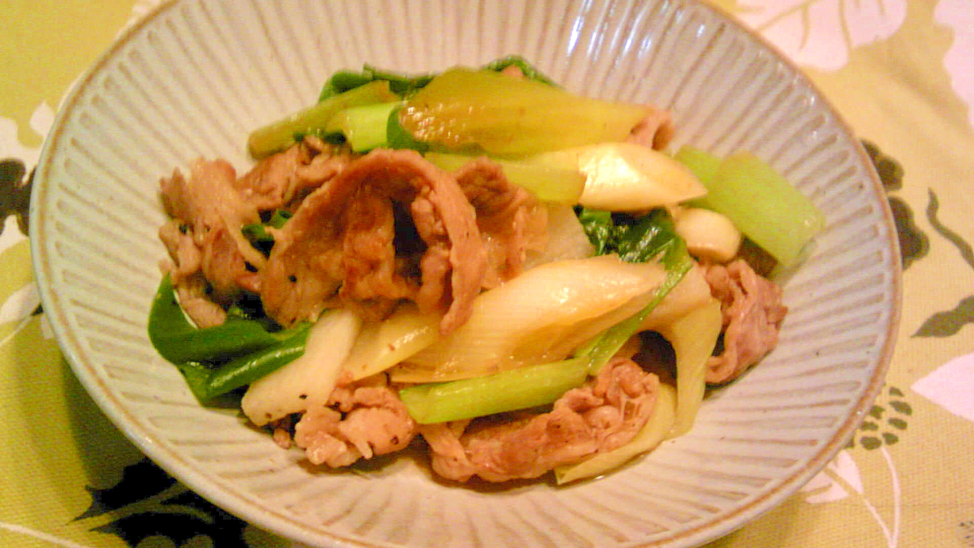 牛肉・葱・長芋の炒め物