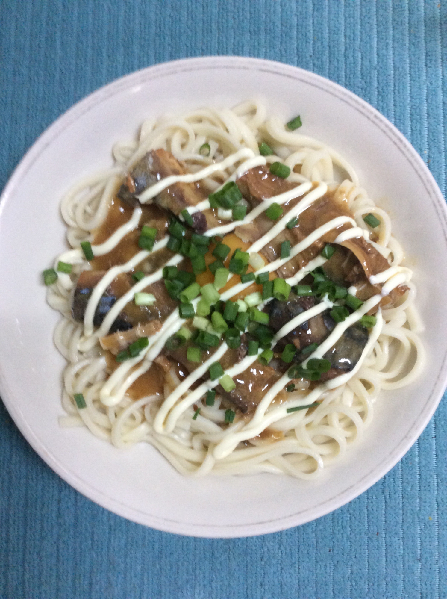 さば缶で♪さばマヨ釜玉うどん