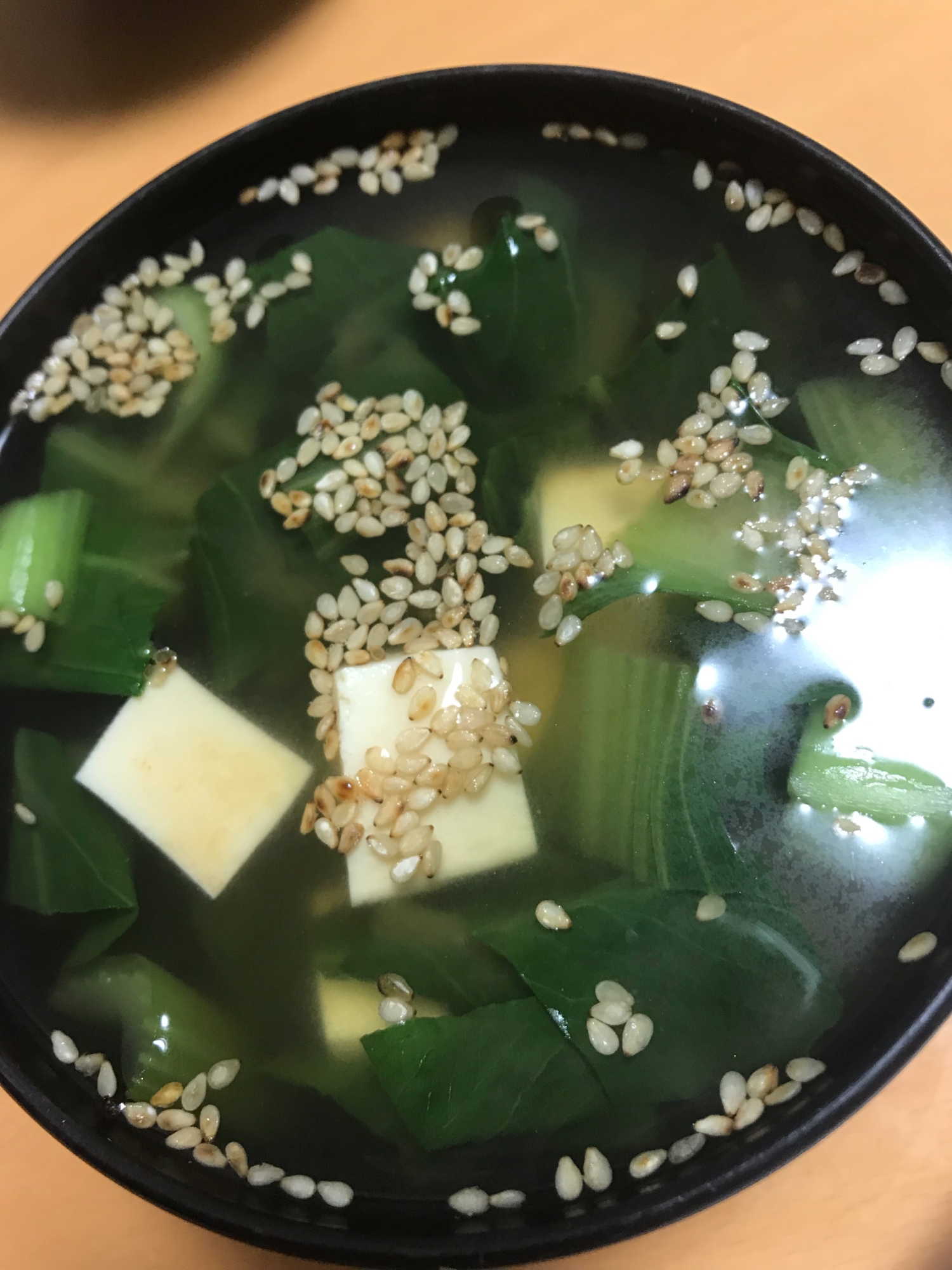 チンゲン菜と豆腐の豆板醤スープ