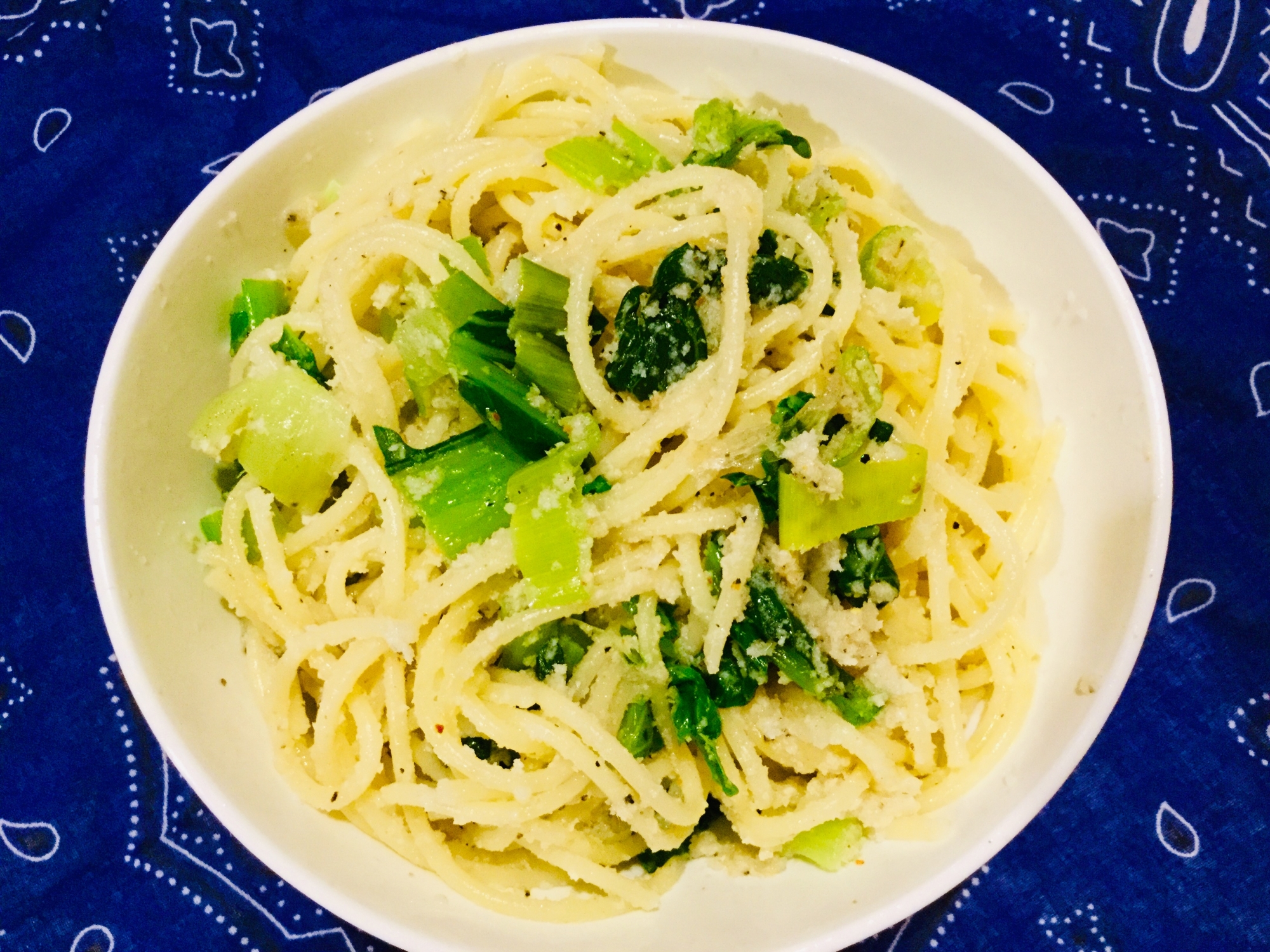 チンゲンサイのパスタ