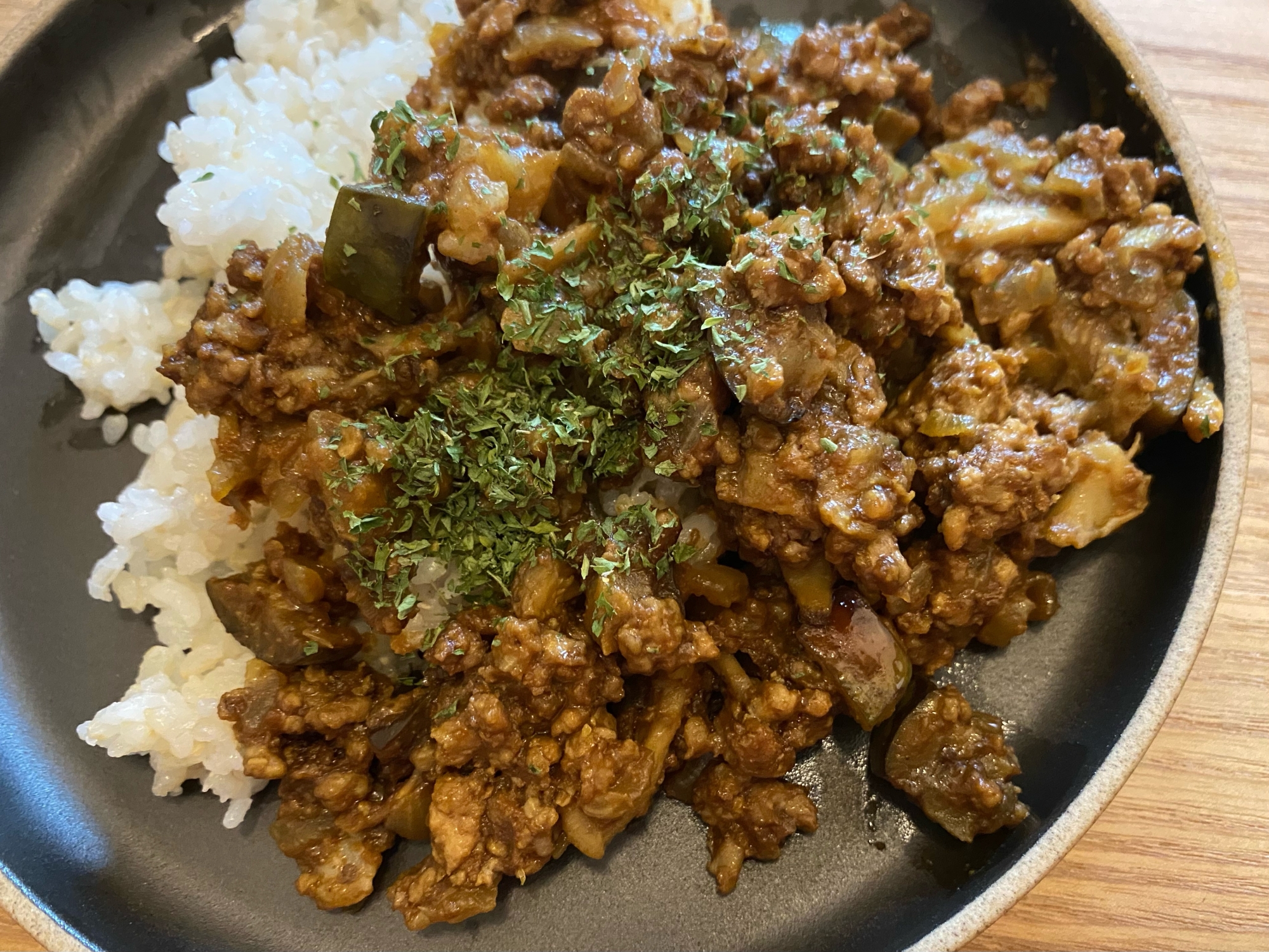 舞茸入り★茄子とひき肉のドライカレー