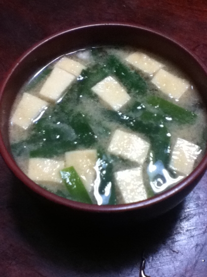 高野豆腐とにらのみそ汁