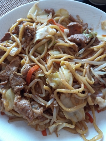 もやし、キャベツ、カレー焼きそば